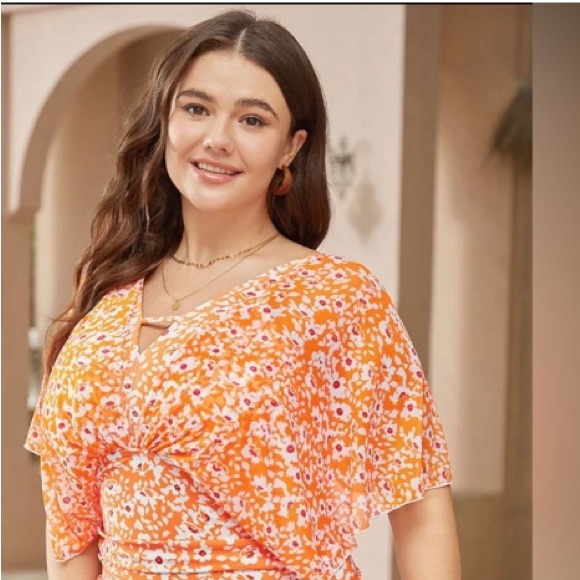 NWT BloomChic Floral Mesh Dolman Sleeve One Piece Swimsuit Plus Size 3X - Picture 5 of 15